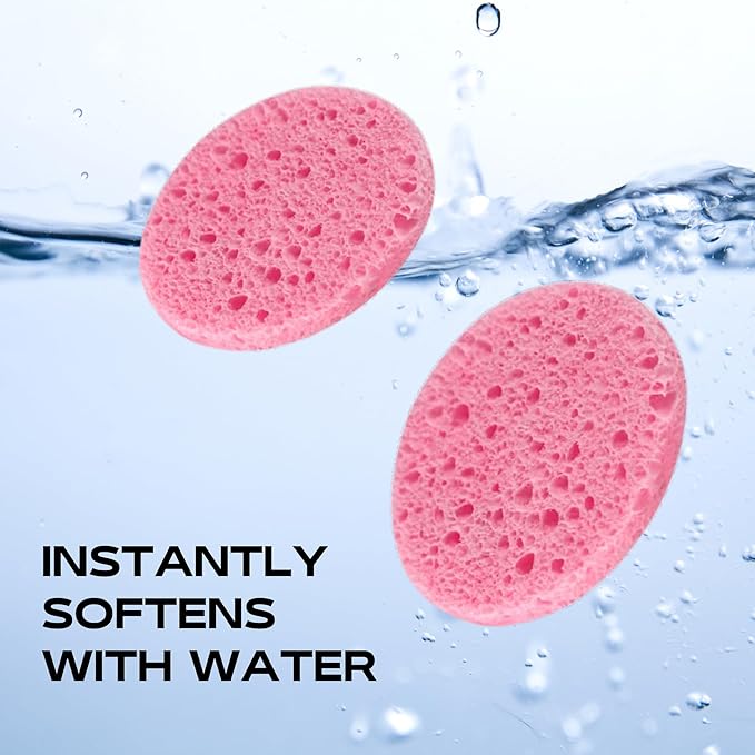 100 Pack 3 inch Compressed Facial Sponges, Gentle Exfoliating and Makeup Remover, Reusable and Soft ，(round 3inch)