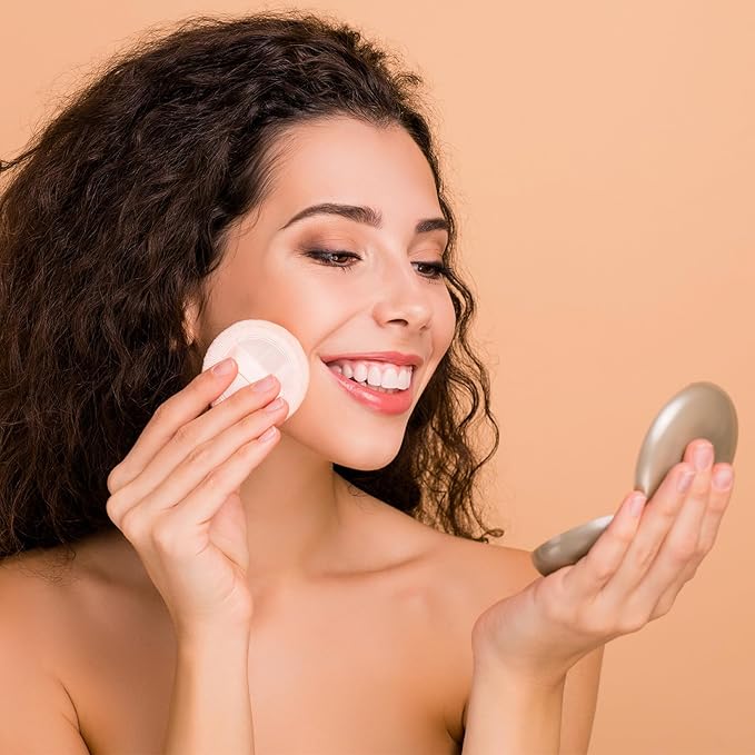 12 Pieces Powder Puffs Cotton Round Makeup Pads Soft Face Compact Puffs for Loose Setting Pressed Powder, 2.36 Inch (Beige)