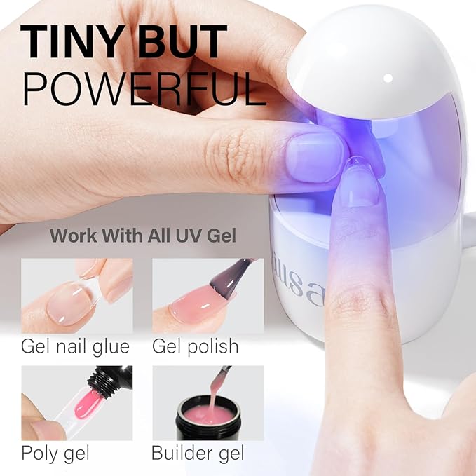 AILLSA Gel Nail Kit Short Coffin Nail Tips 240pcs with 2 In 1 Nail Glue Base Coat and Nail Dehydrator, False Nail Tips Kit with U V Light Top Coat for Beginners DIY Home Salon