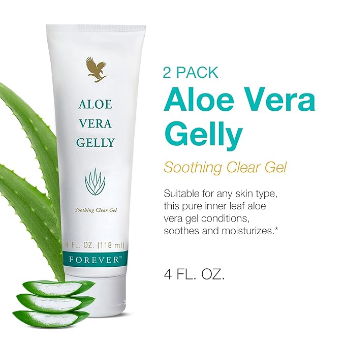 Forever Living - Forever Aloe Vera Gelly - Pure Aloe Gel - Soothes, Moisturizes, and Conditions - Vegan, Vegetarian, Gluten-Free - 4 fl oz. (2 Pack)