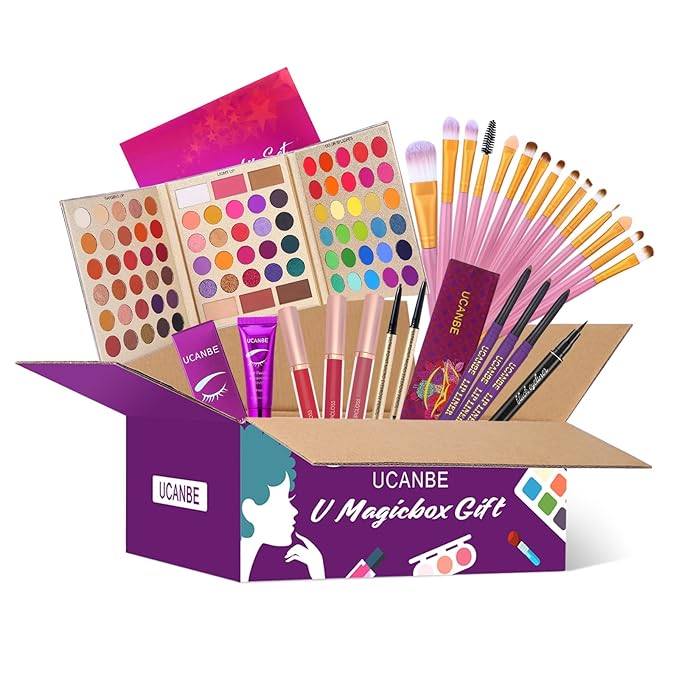UCANBE Makeup Set for Women Full kit, Included 86 Color Eyeshadow Palette with 15pcs Make Up Brushes, Eyeliner Pen, Eye Primer, Eyebrow Pencil, Lip liner and Liquid Lipstick All in One Gift Set