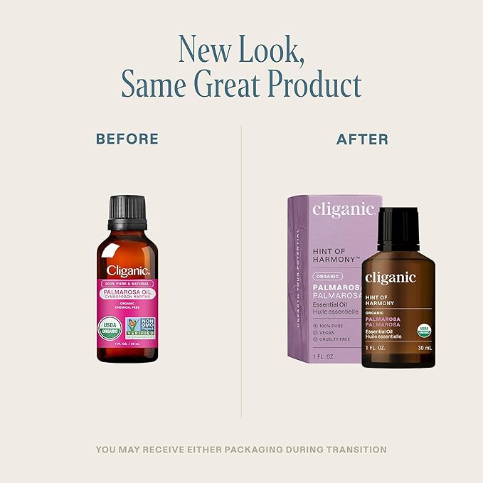 Cliganic USDA Organic Palmarosa Essential Oil, 1oz - 100% Pure Natural Undiluted for Aromatherapy | Non-GMO (Packaging May Vary)