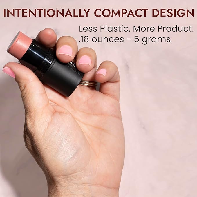 BaeBlu - Organic Blush Tube, Cabernet - 100% Natural Vegan Cream Blush Sticks, Multi-Use Bronzer, & Highlighter for Lips, Cheeks & Eyes, Buildable Shimmer, Gluten-Free, Paraben-Free, Made in USA