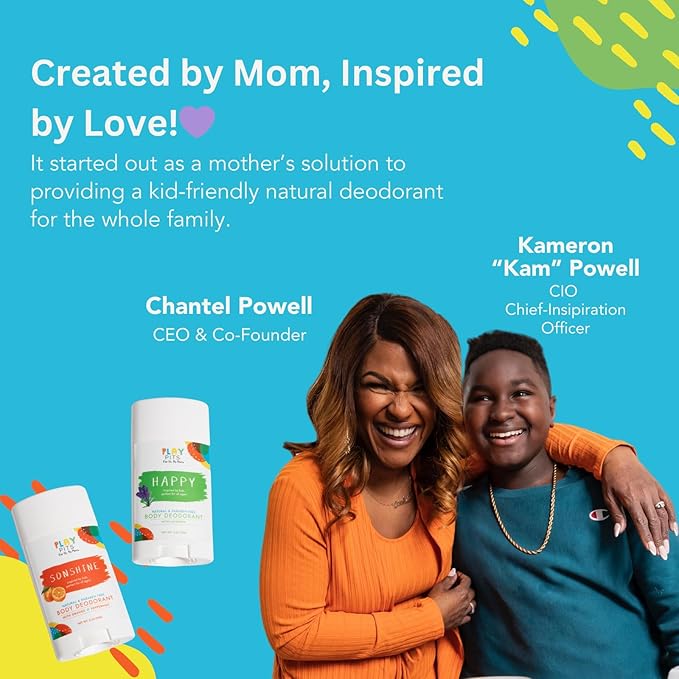 PLAY PITS - Natural Kids Whole Body Deodorant - Safe for Girls and Boys w/Sensitive Skin of All Ages - Clean, Non-Toxic, & Paraben Free - SUGA Scent - Infused w/Essential Oils – 2.65 Oz.