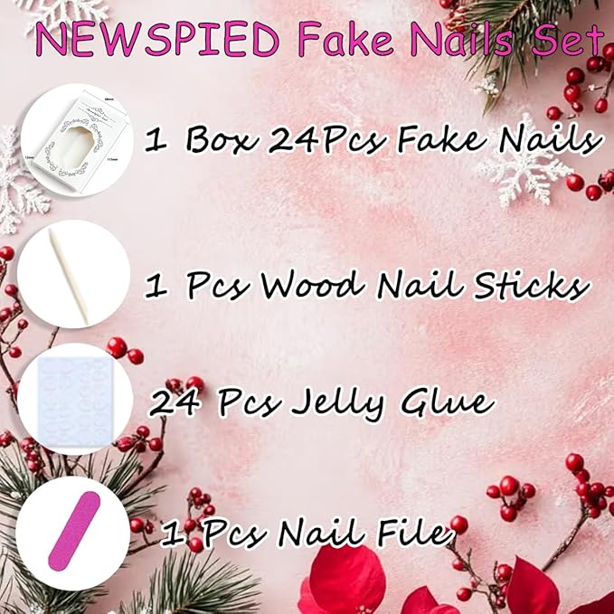 10Pcs Christmas Press on Nails Short Square Fake Nails with Bow Charms Design Cute Santa Claus Red Nose Elk False Nails Winter Christmas Stick on Nails for Women Girls Holiday DIY Acrylic Manicure