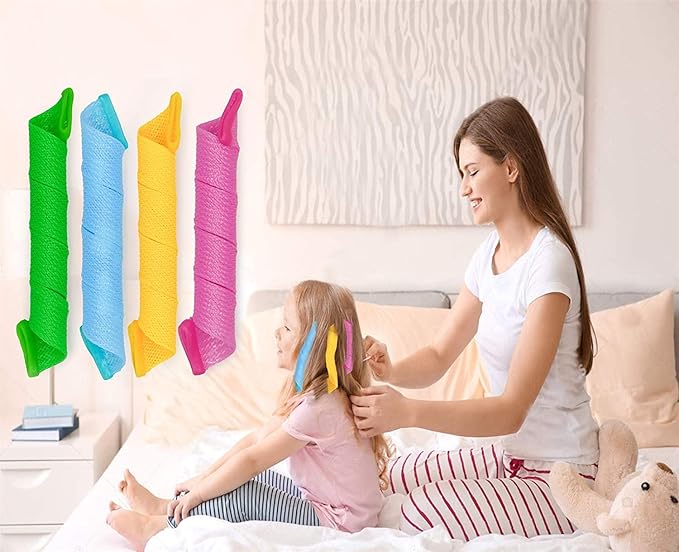 48PCS Hair Curlers Heatless Spiral and Wave Two Styles Formers(12inch) No Heat Curlers with 4PCS DIY Styling Hooks for Women and Girls’Short or Medium Hair (12 inch) Mixed Colors