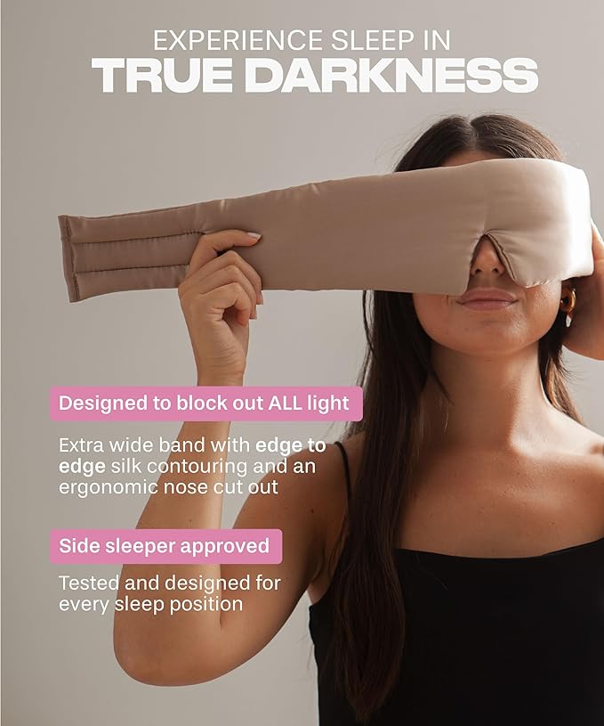 Colorado Home Co Cozy Silk Eye Mask - Blackout, Adjustable for Side Sleepers & Travel, Cloud Eye Covers, Mauve