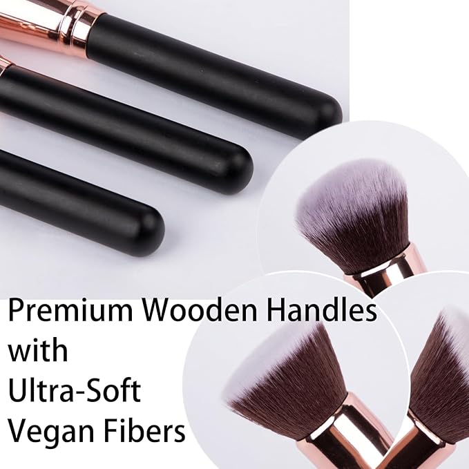 Makeup Brushes Set 12 Pcs Classic Black Makeup Brush Kit, Foundation Brush Eyeshadow Brush Powder Brush Kabuki Brush Blush Cosmetic Brushes With Case Travel Gift