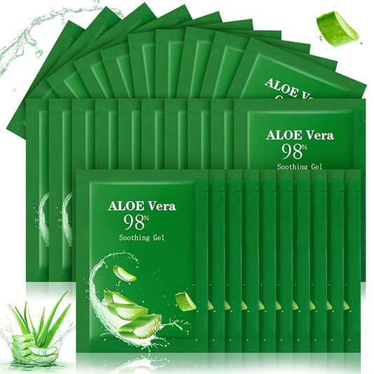 30 Pcs Travel Size Aloe Vera Gel 98% Organic After Sun Moisturizer for Face, Body, Soothing Hydrating Lotion Bulk for Winter Vacation, Guests Skin Care Gifts