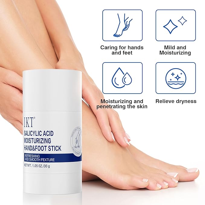 Foot Cream Stick for Dry Cracked Heels,Moisturizing Balm with Salicylic Acid & Olive Oil,Roll-On Repair Treatment for Rough Feet, Hands & Elbows,No Mess Foot Lotion Alternative,1.05 oz,2 pack