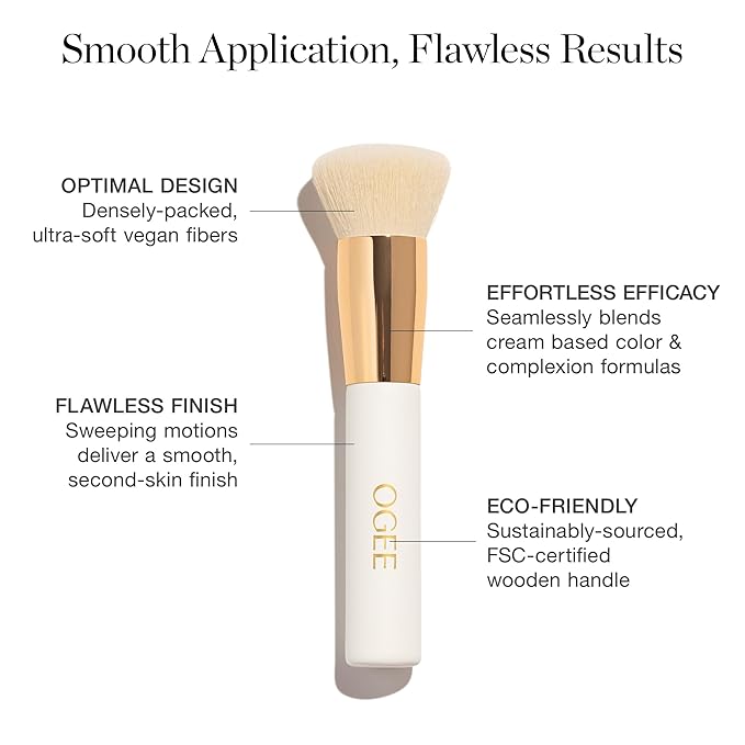 Ogee Blender Brush - Professional Quality Makeup Brush - Ultra-Soft Foundation Brush with Vegan Bristles for Flawless Makeup Application