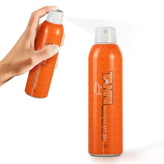 TANRI SPF50+ Sunscreen Spray; Hawaii 104 Reef Act Compliant; Sunscreen Spray for Face and Body; Water & Sweat Proof; Octinoxate & Oxybenzone Free; Broad Spectrum UVA/UVB Protection; (2-Pack)