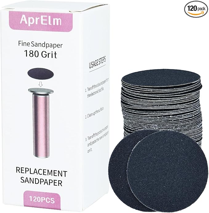 120pcs Replaceable Sandpaper for Electric Foot Callus Remover, 180 Grit Fine Sandpaper Refill Discs