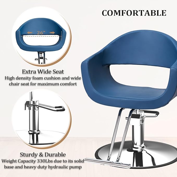 OmySalon Barber Chairs for Barbershop Styling Chair, Salon Chair for Hair Stylist, Heavy Duty Hydraulic Pump, 360°Swivel with Footrest, Hairdressing Home Beauty Spa Equipment