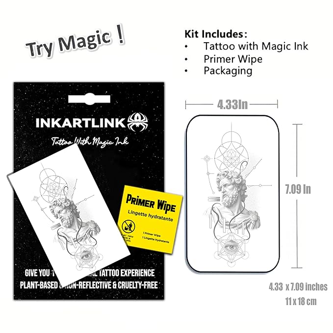 INKARTLINK Semi Permanent Tattoo, beautiful and realistic design, fun tattoo experience,non-reflective, waterproof (Greek geometric creative tattoo 1）