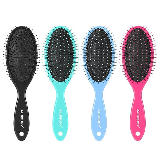 4 Pack Detangling Hair Brush - Air Cushion Detangler Hairbrush with Ultra Soft Bristles for Effortless Tangle Removal For Wet Dry Damaged Curly Fragile Hair for Women Men Boys Girls Adult Kids