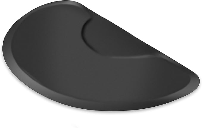 Saloniture 3 ft. x 4 ft. Salon & Barber Shop Chair Anti-Fatigue Mat - Black Semi Circle - 5/8 in. Thick