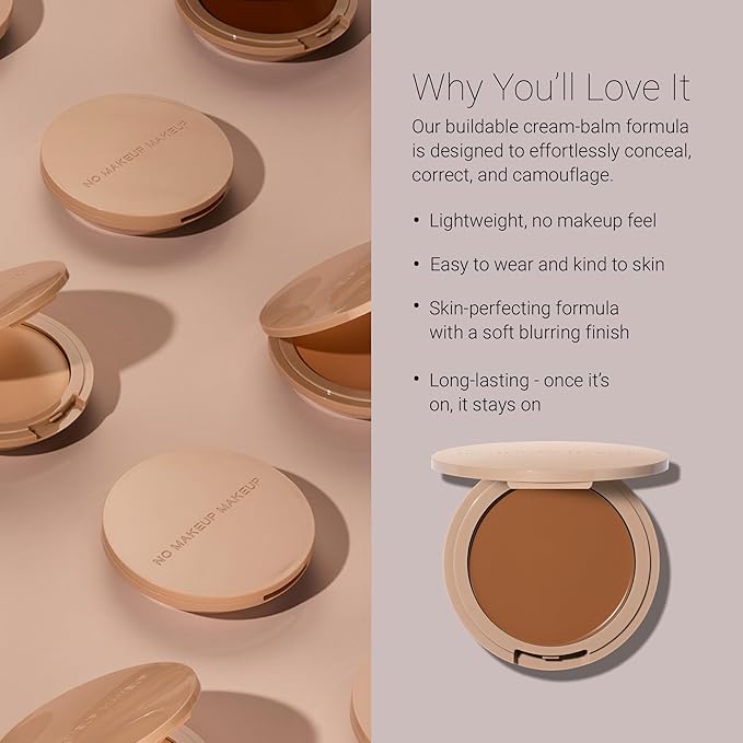 Foundation by No Makeup Makeup | Conceal & Correct with Long-Lasting, Buildable Formula & Lightweight Soft Finish | Cruelty-Free, Vegan, Fragrance-Free | Mocha