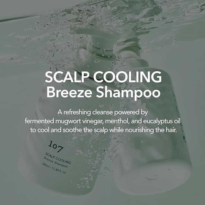 107 SCALP COOLING Breeze Shampoo - Soothing & Refreshing scalp cooling shampoo with 3-Year Aged Fermented Mugwort Vinegar – Scalp Care, Sebum Control (12.84 oz)