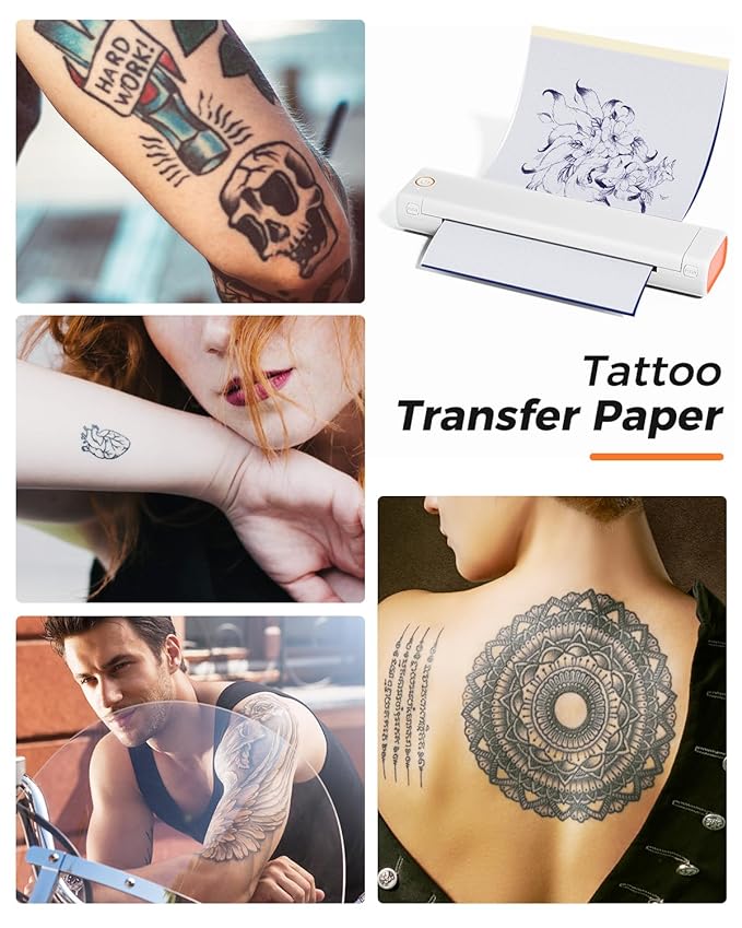 Phomemo M08F Wireless Tattoo Transfer Stencil Printer, Tattoo Transfer Thermal Copier Machine with 10pcs Stencil Paper, Portable Printer Kit for Artists & Beginners, Compatible with Smartphone & PC