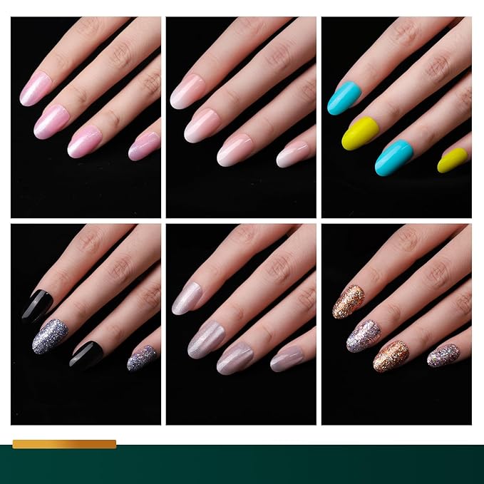 FANDAMEI Press on Nails, 24 Colors 576PCS Press on Nails Oval, Cat Eye Press on Nails Short, Glitter Fake Nails, Press on Nails French Tip Natural Glossy Nails for Nail Art