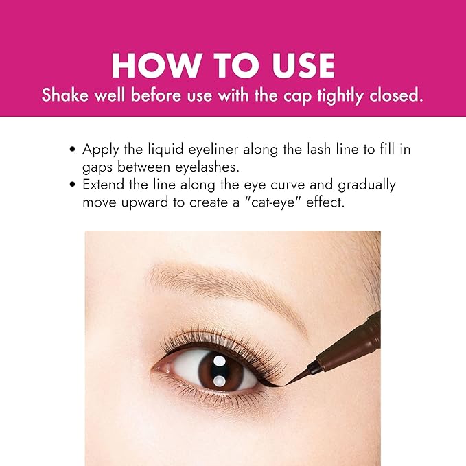 Heroine Make by KISSME Liquid Eyeliner Pen with Ultra-Fine 0.1mm Tip, Waterproof Eyeliner for Sensitive Skin, Cat Eye Liner for Long Lasting Wear, Made in Japan, SMOOTH Exquisite Brown, 1 Count