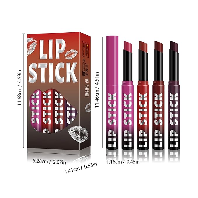 4Pcs Pitaya Pink Rouge Red Plum Purple Cherry Red Matte Lipstick Set，Creamy Matte+Lipsticks，Hydrating Balm-in-Lipstick，Velvety Finish for Women Daily Lip Makeup，High-pigment Formula，Easy to use