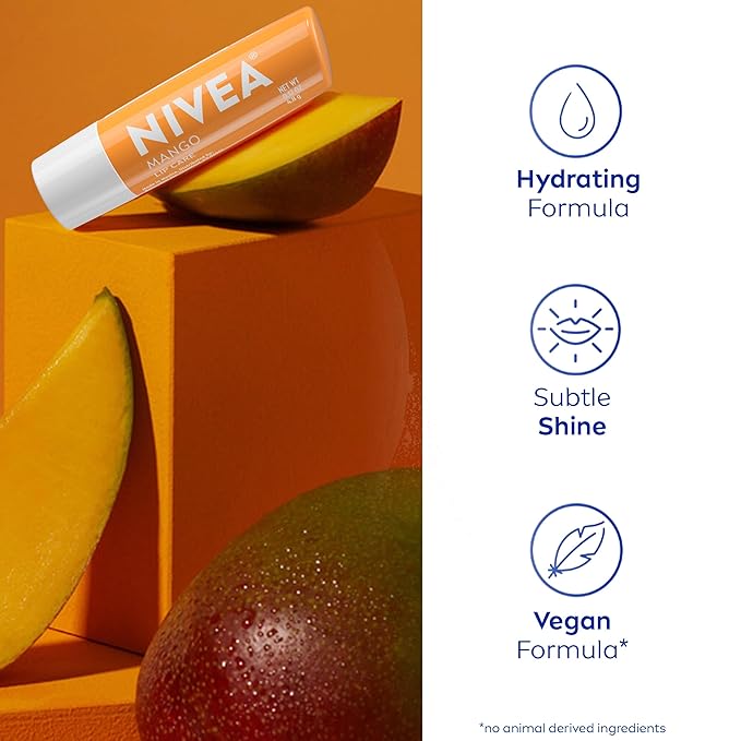 NIVEA Mango Lip Care, 0.17 oz, Pack of 4