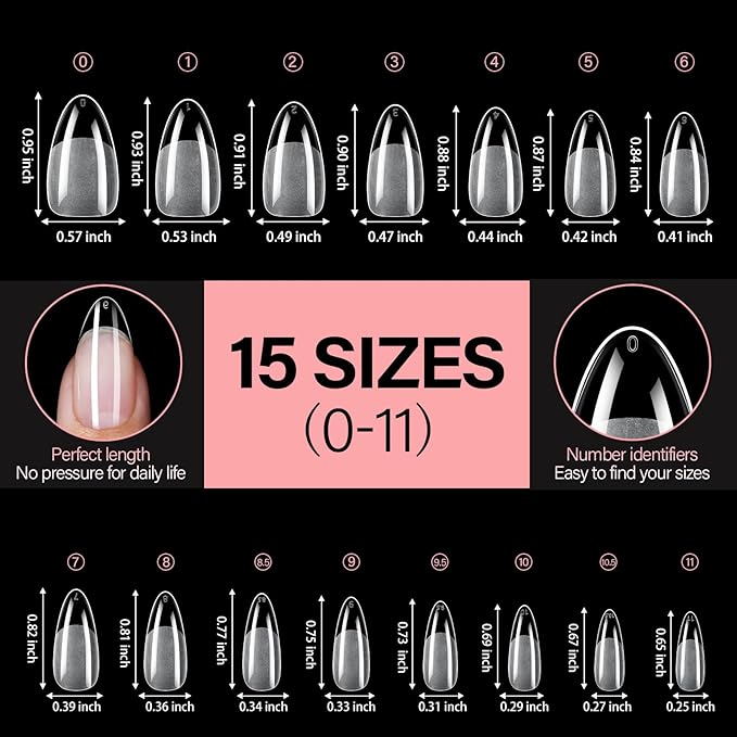 AILLSA Medium Almond Nail Tips - 240pcs Thickened False Nail Tips Half Matte Nails Tips, Fake Nails Nail Extension for Manicure