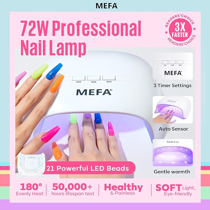 MEFA 60 Pcs Gel Nail Polish Kit with U V Light, 32 Colors Classic Popular Nail Kit Soak Off Nail Polish Gel Set with Matte/Glossy Base Top Coat Easter Decorations Manicure Tools Gifts for Women