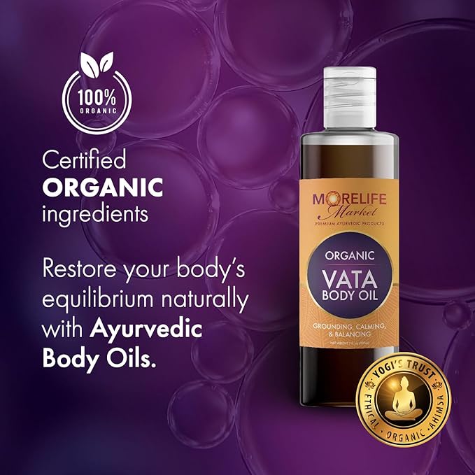 Vata Body Oil | Premium Ayurvedic Massage Oil with Organic Herbs for Grounding & Balance | Soothing Daily Ritual for All Skin Types – 7 oz Bottle