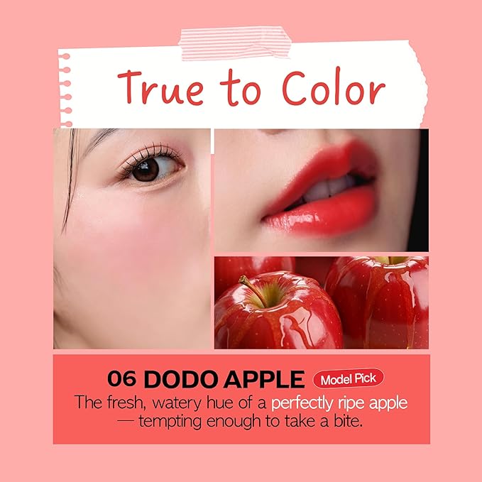 FRUDIA Korean Makeup Lip + Cheek Glow Jam |Long lasting, Moisturizing & Plumping | Non - Sticky & Glossy Color for Eyes, Lips & Cheeks |Dodo Apple – Classic warm red - 4.5 gm