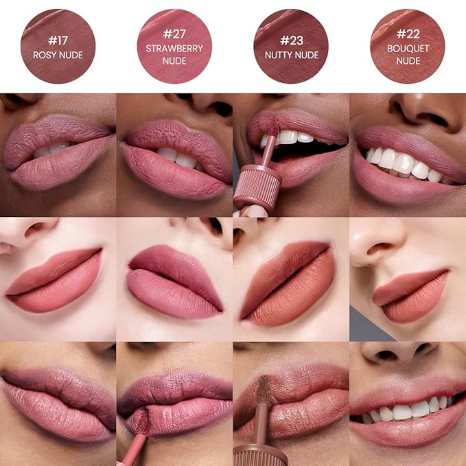 Peripera Ink the Velvet Lip Tint - High Pigment Color, Longwear, Weightless, Not Animal Tested, Gluten-Free, Paraben-Free (027 STRAWBERRY NUDE)