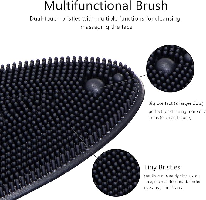 4 Pack Silicone Face Scrubber, Beomeen Facial Cleansing Brush Soft Silicone Facial Exfoliation and Massage Brush Blackhead Scrubber for Men and Women (Black)