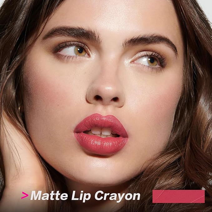 FOCALLURE Ultra Chic Matte Lipstick,Rich Vitamin E Lip Crayon,Lightweight Matte Color without Drying or Fading,Long Lasting Waterproof Lips Makeup,SMOKY CARMINE