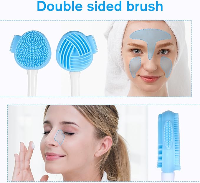 Silicone Face Scrubber, Blue Cleansing Face Scrubber Facial Mask Brush Exfoliating Lip Brush Facial Cleansing Brushes Faces Exfoliator Scrubbers Skin Care Tool for Women Removal Blackheads Whiteheads