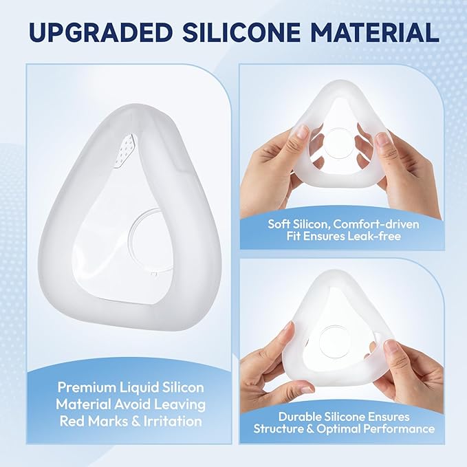 2-Pack Replacement Full Face Cushions Compatible with Original AirFit F20 AirTouch F20, Innovative Design for Secure Sealing and Nose Pressure Reduce, Ultra Soft Silicone, CPAP Supplies Accessories, L