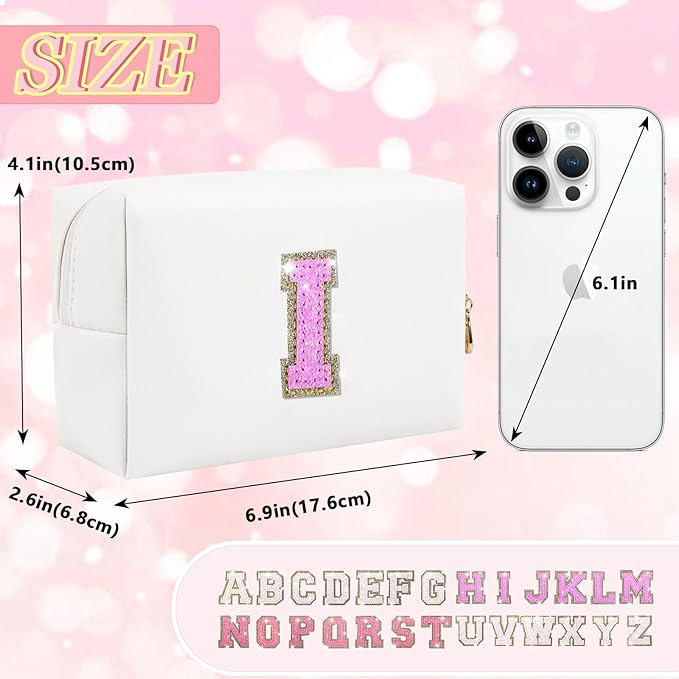 Initial letter patch makeup bag,