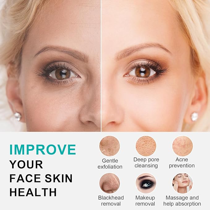 Facial Cleansing Brush, 3 in 1 Electric Face Scrubber with 3 Brush Heads for Women/Men, Waterproof Rechargeable Face Cleansing Brush for Dry Oily Sensitive Skin (Blue)