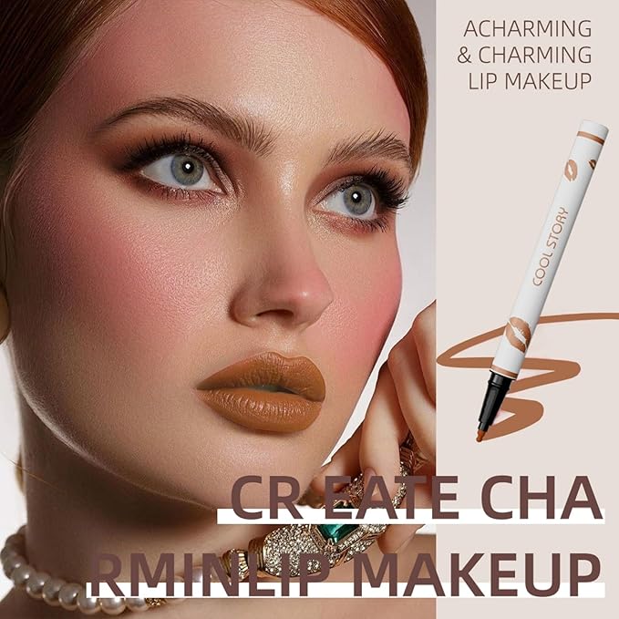 COOL STORY Matte Lip Liner Pencil - Waterproof, Non-Fading, Long-Lasting Plump Effect for Fuller Lips Makeup, Soft & Smooth Texture Easy Glide Lipstick 05#