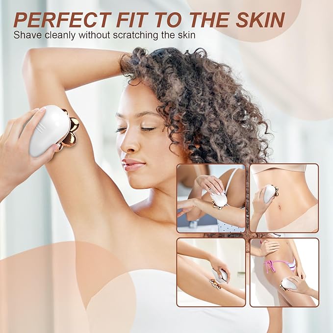 2-in-1 Electric Razors for Women, Wet/Dry 7D Rechargeable Rotary Shaver for Legs, Water Resistant Grooming Kit - Electric Razors for Women, Facial Hair Removal, Bikini Trimmer, Lips - Gentle Hair Remo