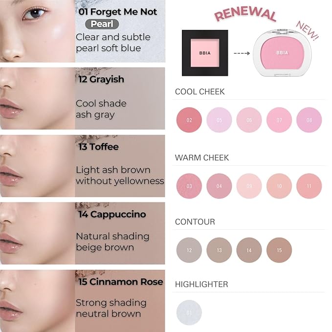BBIA Last Blush NEW 15 Colors - Cheek Blush Shaping Shading Contour & Highlight Long-Lasting Matte Finish Natural Shades Buildable & Blendable Daily Korean Face Makeup (14 CAPPUCCINO, Pack of 1)