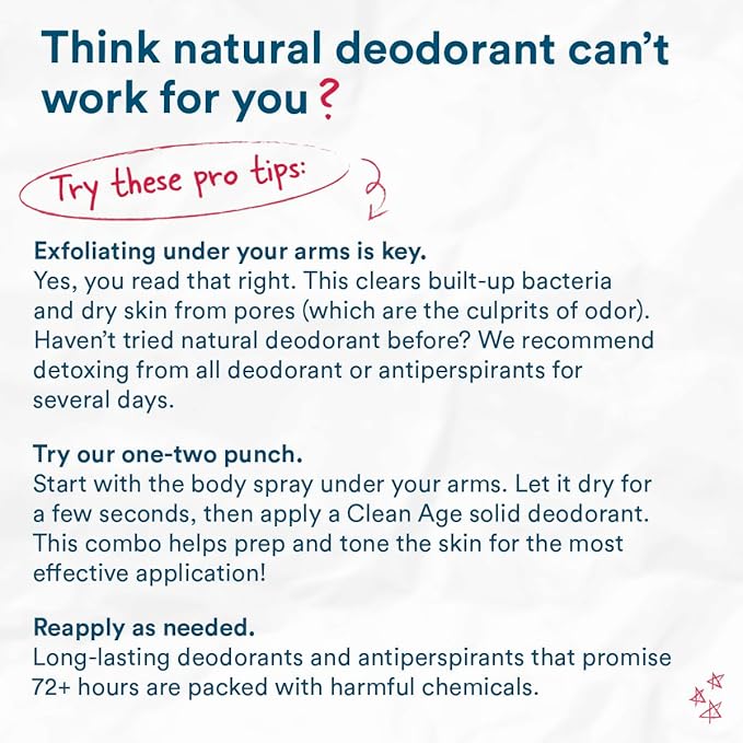 Aluminum Free Deodorant & Body Spray for Whole Body - Waves 4oz (2 Pack) Clean Deodorant and Body Spray for Teen Boys and Girls - With AHA For Body Acne - Body Spray for Teens Formula