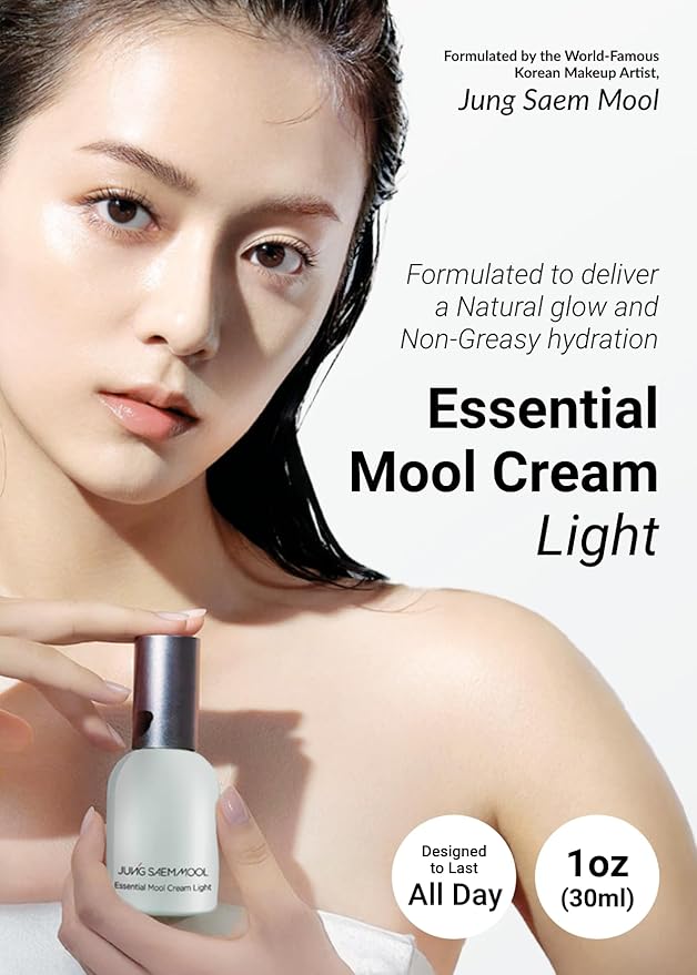 JUNG SAEM MOOL Essential Mool Cream Light 1 Fl Oz, Hydrating Water Cream with Ceramide and Centella, Perfect Prep Step Before Cushion Foundation for Smooth, Radiant Finish, Korean Skincare