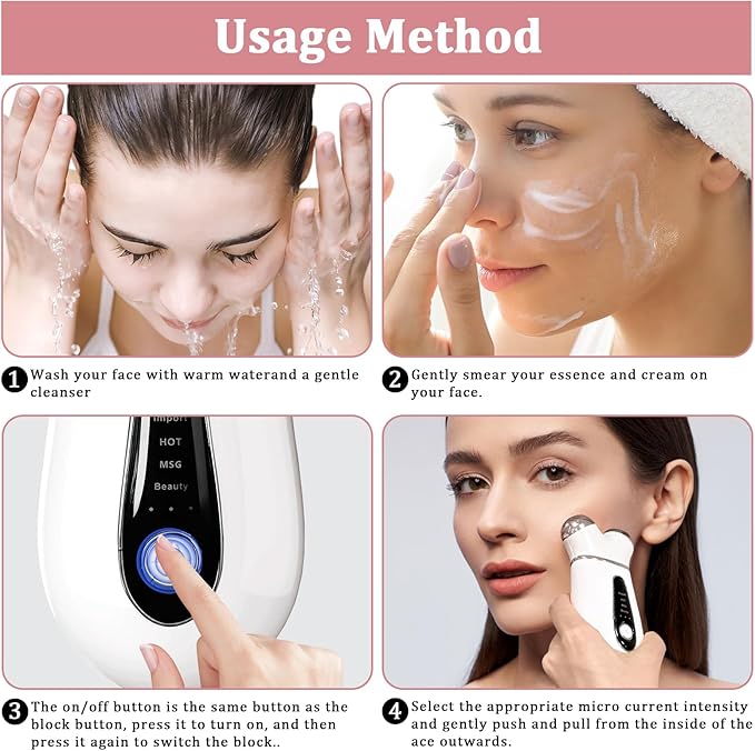 Microcurrent Face Device, USB Microcurrent Facial Shaping Tool for Facial Wrinkle Removal and Anti-Aging，Mini Microcurrent Face Lift Device for Face Lifting and Facial Sculpting (White)
