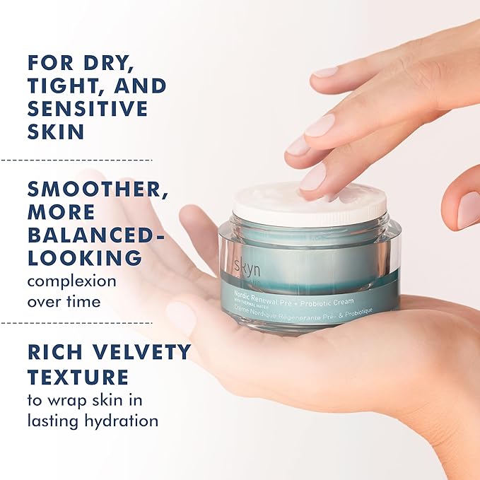 skyn ICELAND Nordic Renewal Pre and Probiotic Face Cream, Supports Skin Microbiome Barrier, Hydration and Radiance. Moisturizer for Dry, Sensitive Skin, 1.6 Fl Oz