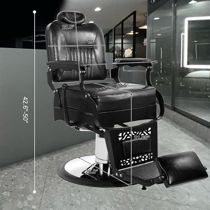 Vintage Barber Chair Heavy Duty Hydraulic Barber Chair Reclining Salon Chair for Hair Stylist Tattoo Chairs Stylist Chair Salon Equipment