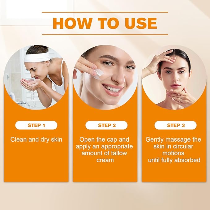 Tallow for Skin, Moisturizer Cream, Nourishing and Hydrating Skin, Organic Tallow & Honey Balm for Skin,Natural Grass-Fed Tallow Cream with Raw Honey for All Skin Care (1 PCS,60g)