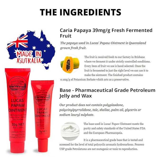 Lucas Pawpaw Lip Ointment, Lucas Pawpaw Cream, Lucas Pawpaw Ointment for Lips & Dry Skin (15 Gram & 25 Gram)