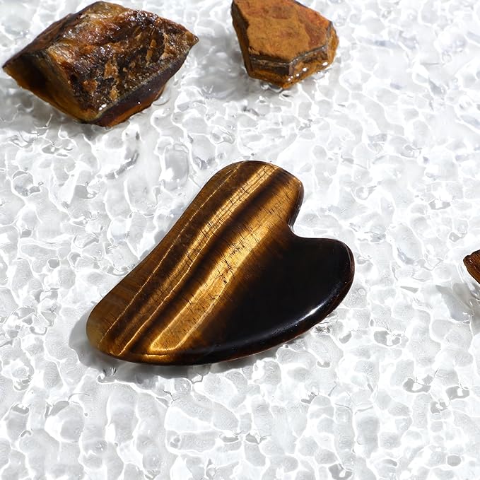 rosenice Gua Sha Facial Tools Gua Sha Jade Stone for Face Skincare Facial Body Tensions Reduce Puffiness Yellow